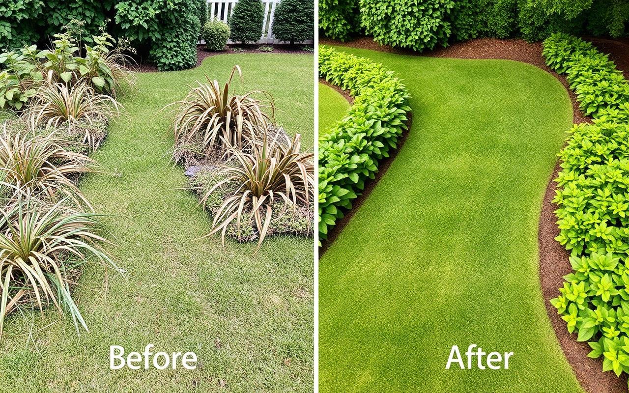 Landscaping project before and after